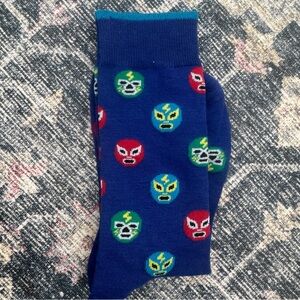 Blue Mexican Luchador Patterned Socks